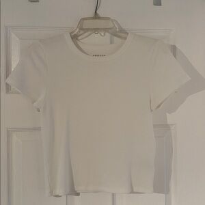 American Eagle White Ribbed Tee